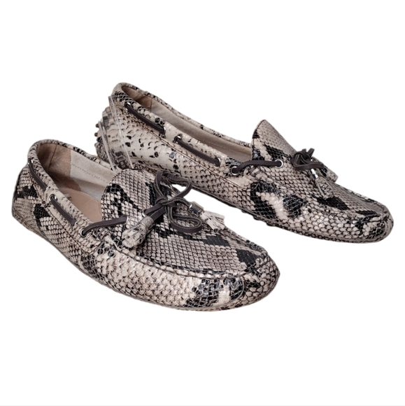 Cole Haan Garnet Leather Snakeskin Driving Moccasin Loafers Size 7.5 - Picture 1 of 12